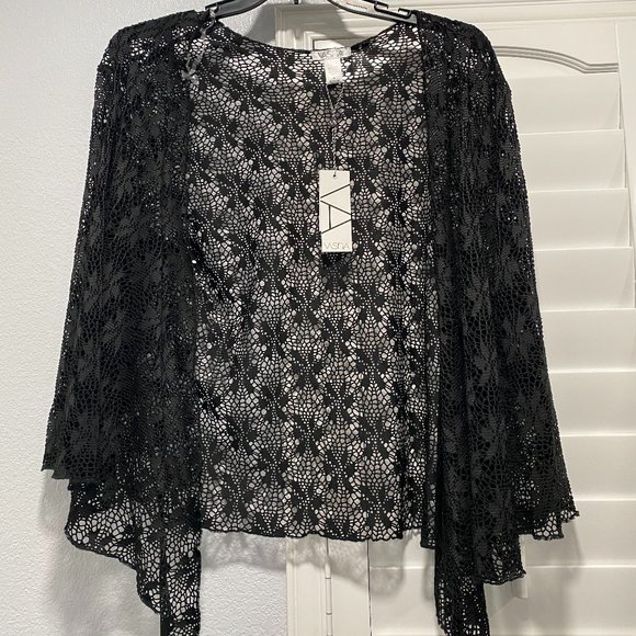 Plus Size Vasna Black Mesh Cardigan from Stein Mart - Picture 1 of 7